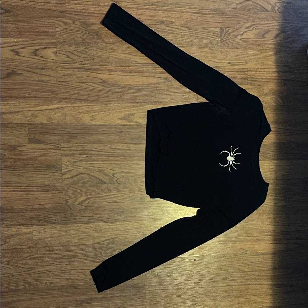 Black Long Sleeve Top with Spider Design - Picture 1 of 2